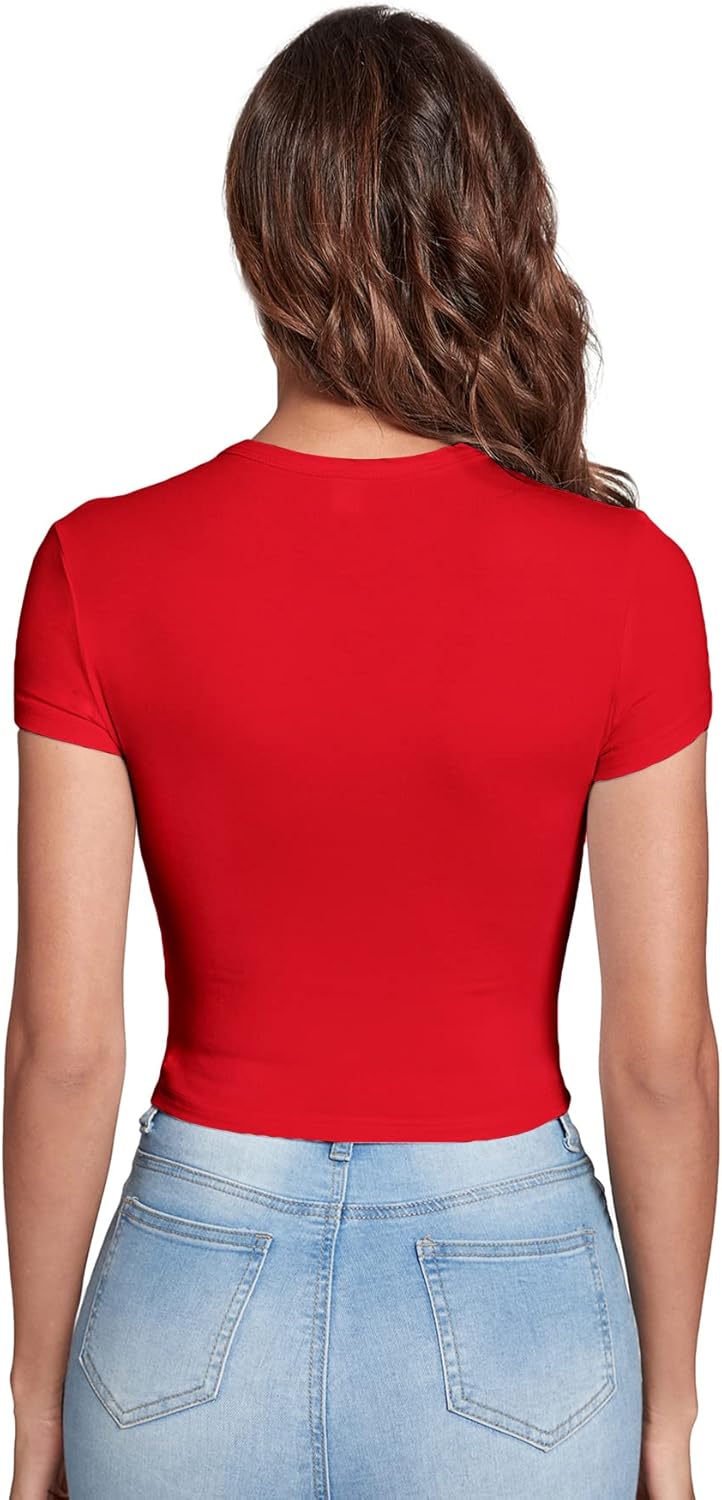 Verdusa Women's Basic Casual Summer Crop Tee Tops Slim Fitted Cropped T Shirts Y2k Clothes - Image 2