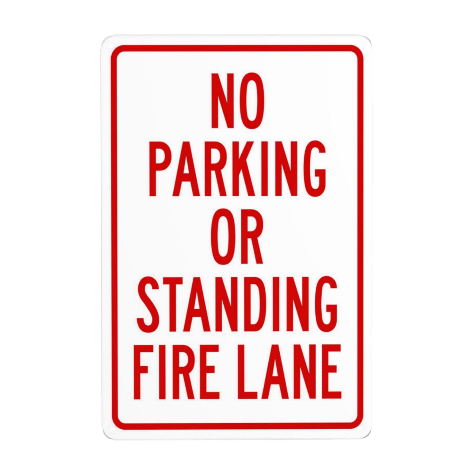 SMAZDFXX No Parking Or Standing Fire Lane Metal Warning Signs, Cautions Security Tin Signs, Safety Posted Signs for Street Business Wall Decor 5.5"x8"