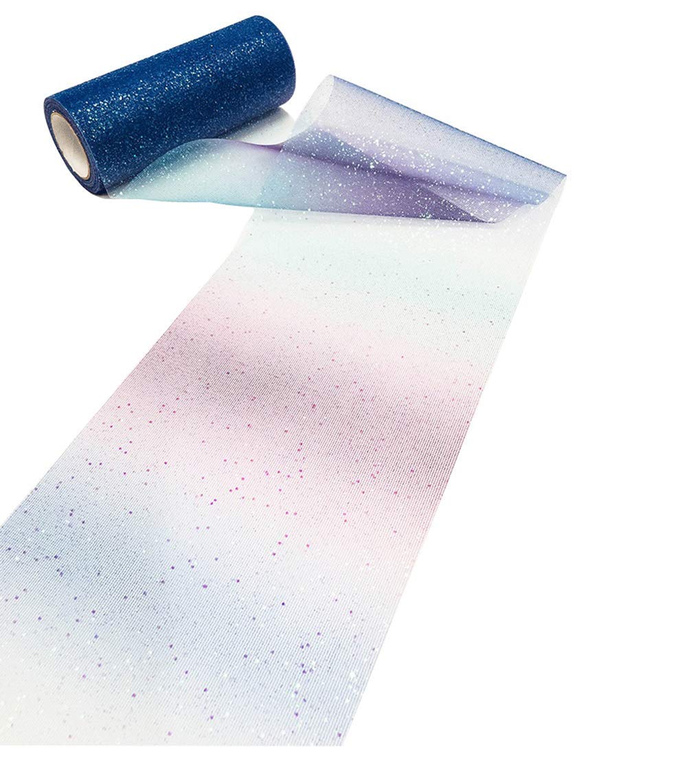 Lauthen.S Rainbow Glitter Tulle Rolls, Decorative Tulle Fabric Roll 6