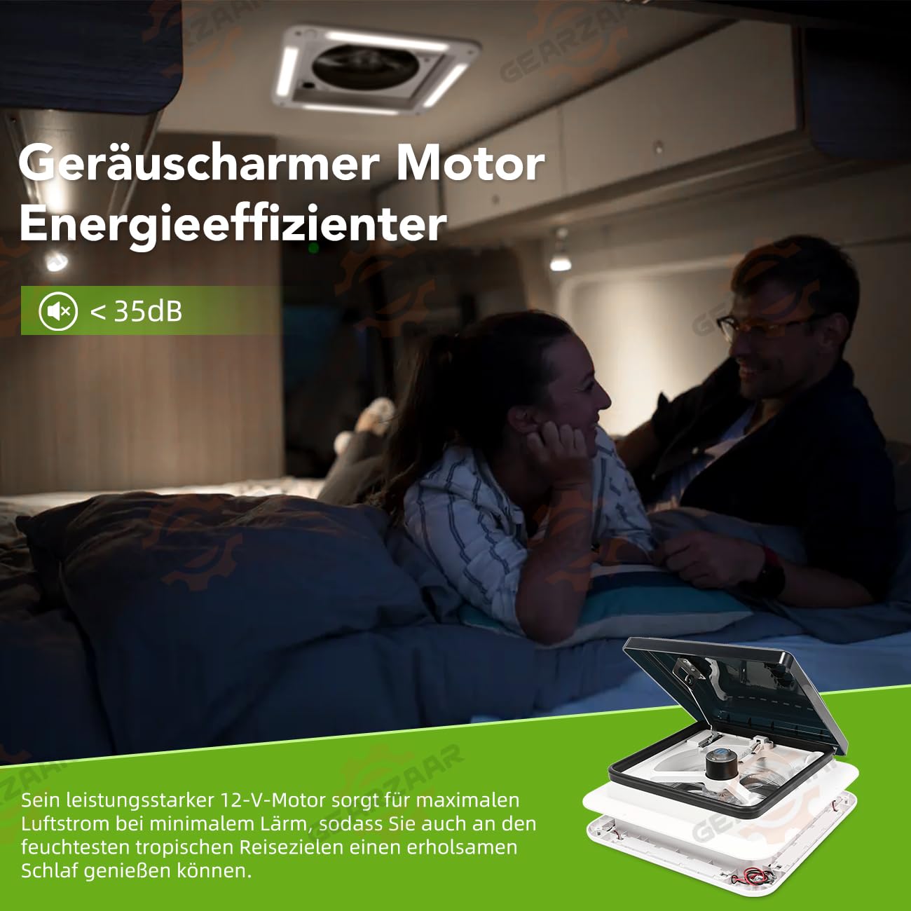 Wentylator dachowy 12V z światłem LED do kampera, wentylator wywiewowy IP68 28x28cm, Cichy wentylator RV 20–65dB, wentylacja do przyczepy kempingowej, wentylator dachowy z oknem 36x36cm do
