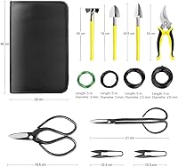 Vista 7 de MOSFiATA Bonsai Tools Set 13 Pcs High Carbon Steel Succulent Gardening Trimming Tools Set Include Pruning Shears, Scissors, Mini Rake, Round and