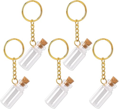 Mozeat Lens 5 botellas pequeñas de vidrio con tapas de corcho, mini botellas de cristal de deseos de 0.1 fl oz, frascos vacíos con tapones, pequeños