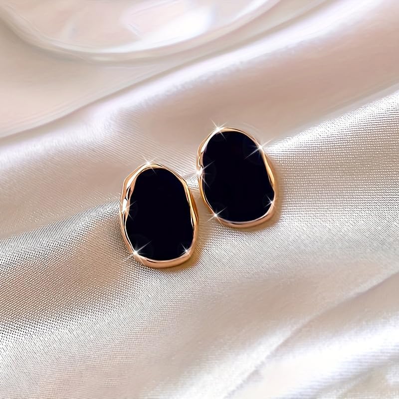 Geometric Irregular Resin Stud Earrings for Women – Gold Plated Alloy Vintage Office Daily Design, Versatile Statement Jewelry Gift for Her, Birthday Present for Best Friend or Sister image 4