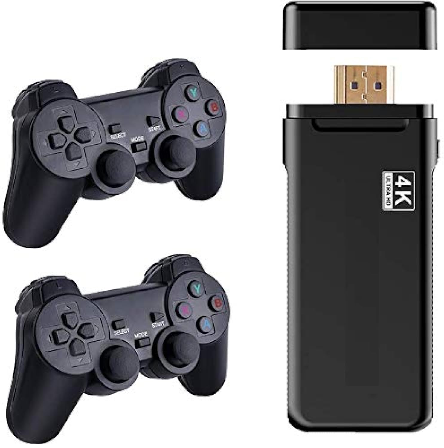 GAMENOPHOBIA 2025 4K Plug & Play Retro Game Stick - 20,000+ Built-in Games, 64GB, 23 Emulators, Wireless TV Console with 2 Controllers for Kids & Adults 1