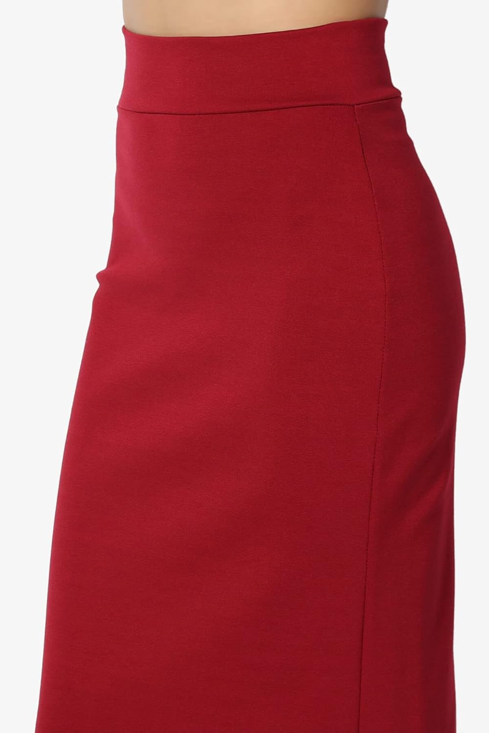 TheMogan Side Slit High Waist Stretch Ponte Knit Mid Calf Long Pencil Skirt - Image 5