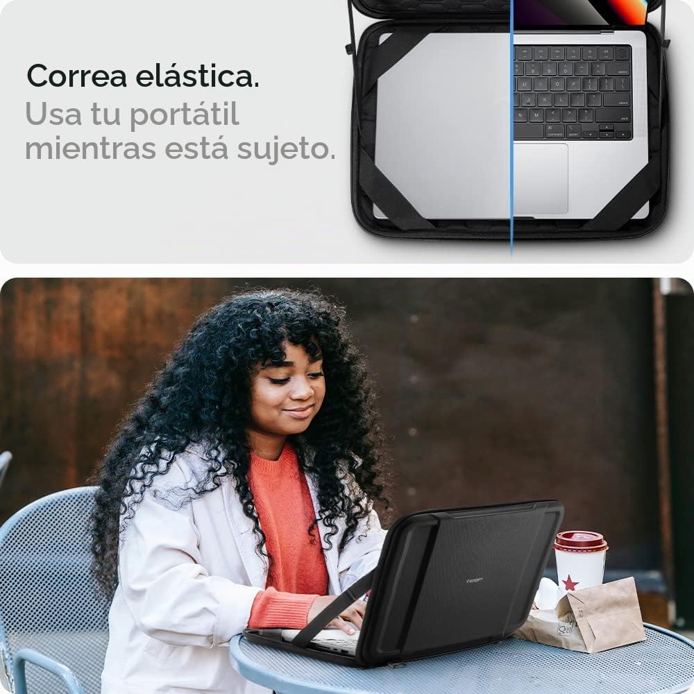 Spigen Funda Bolsa Rugged Armor Pro Protectora para portátil Compatible con Macbook Pro 16 pollici (2026-2021) / MacBook Air 15 pollici (2026-2023) / Galaxy Book Pro 15.6" / LG gram 360 16" - Negro