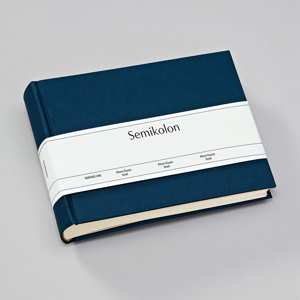 Semikolon 350978 Album Classic Small - 21,5 x 16 cm - 80 pages couleur crème, pour 10 x 15 photos - bleu marine foncé