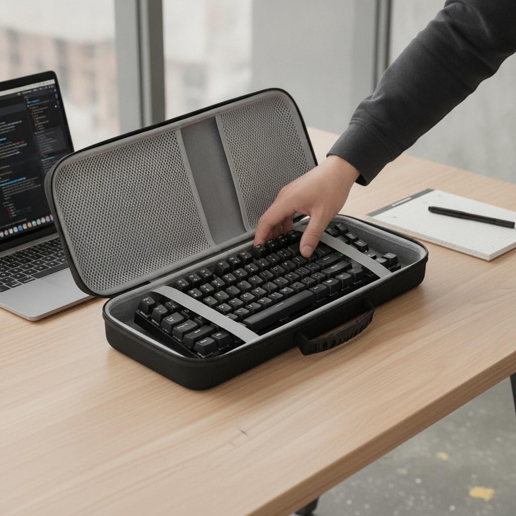 Funda Almacenamiento para Teclado Inalámbrico K98M K98S EVA con Cremallera Resistente a Golpes y Protección Polvo para y Uso Diario