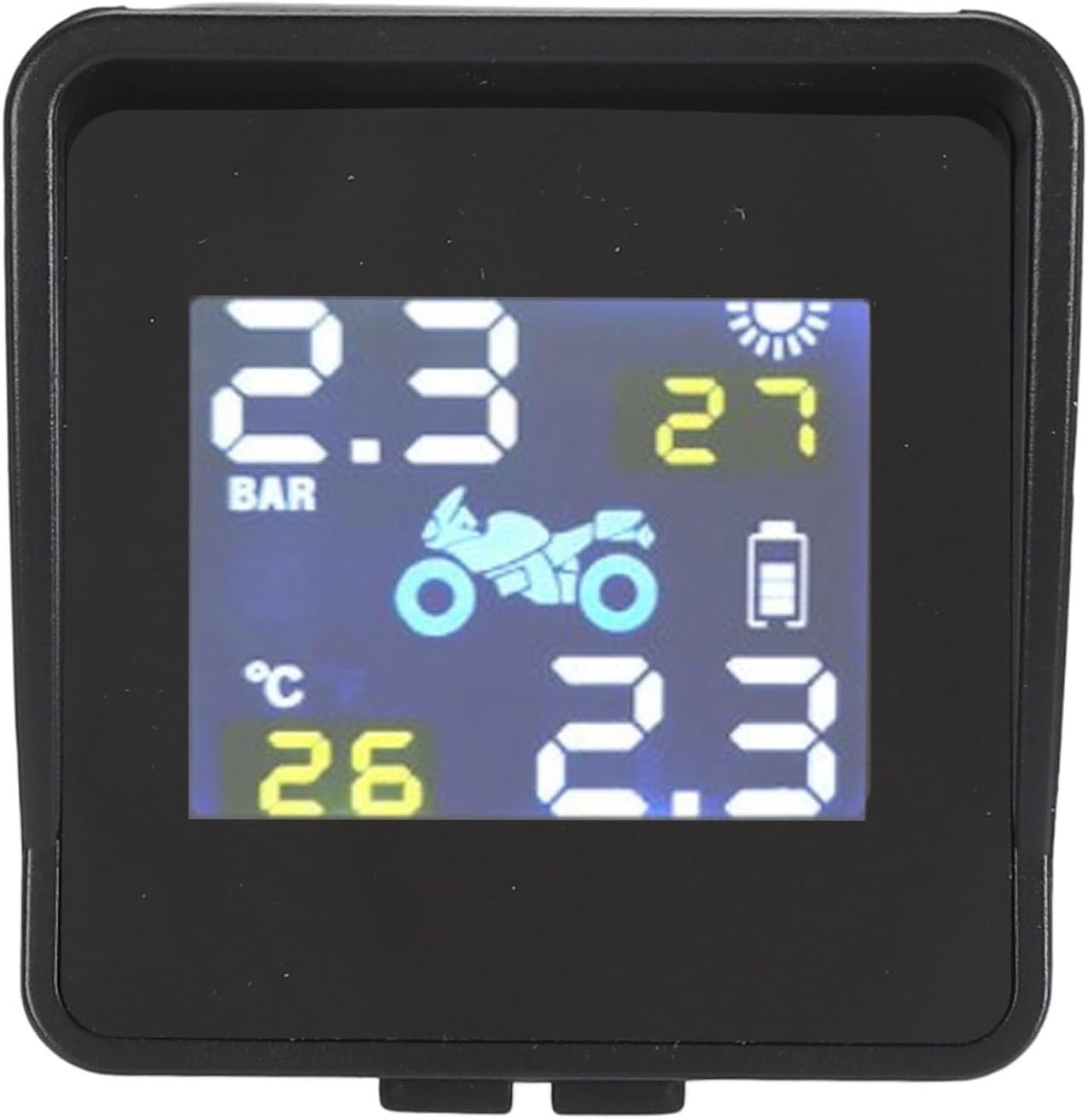 Diyeeni Motorcycle Tire Pressure Monitoring System Solar, LCD Display with Six Alarm Modes, and for Motorcycle Scooters