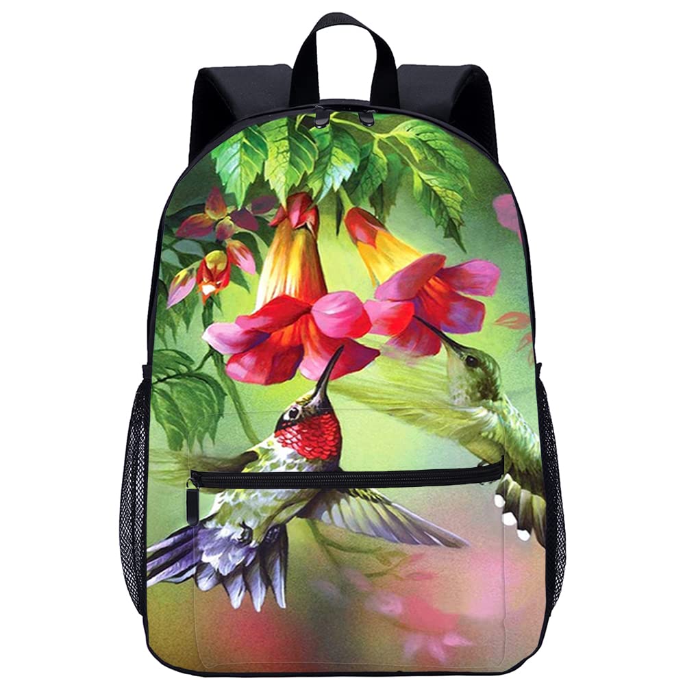 Cartable fleurs et oiseaux sac à dos décontracté 45x30x15cm pour filles et garçons - 8