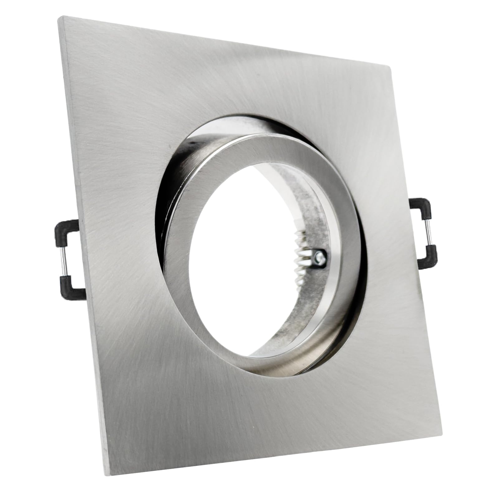 trendlights24 Carree-C LED Einbaustrahler 230V Edelstahl 8er Set Spots 6W | Decken Einbauleuchte, Edelstahl Optik, eckig, LED Spots, GU10, 6 Watt, 530 lm, Neutralweiß, 4000k, schwenkbar, 68 mm Lochmaß