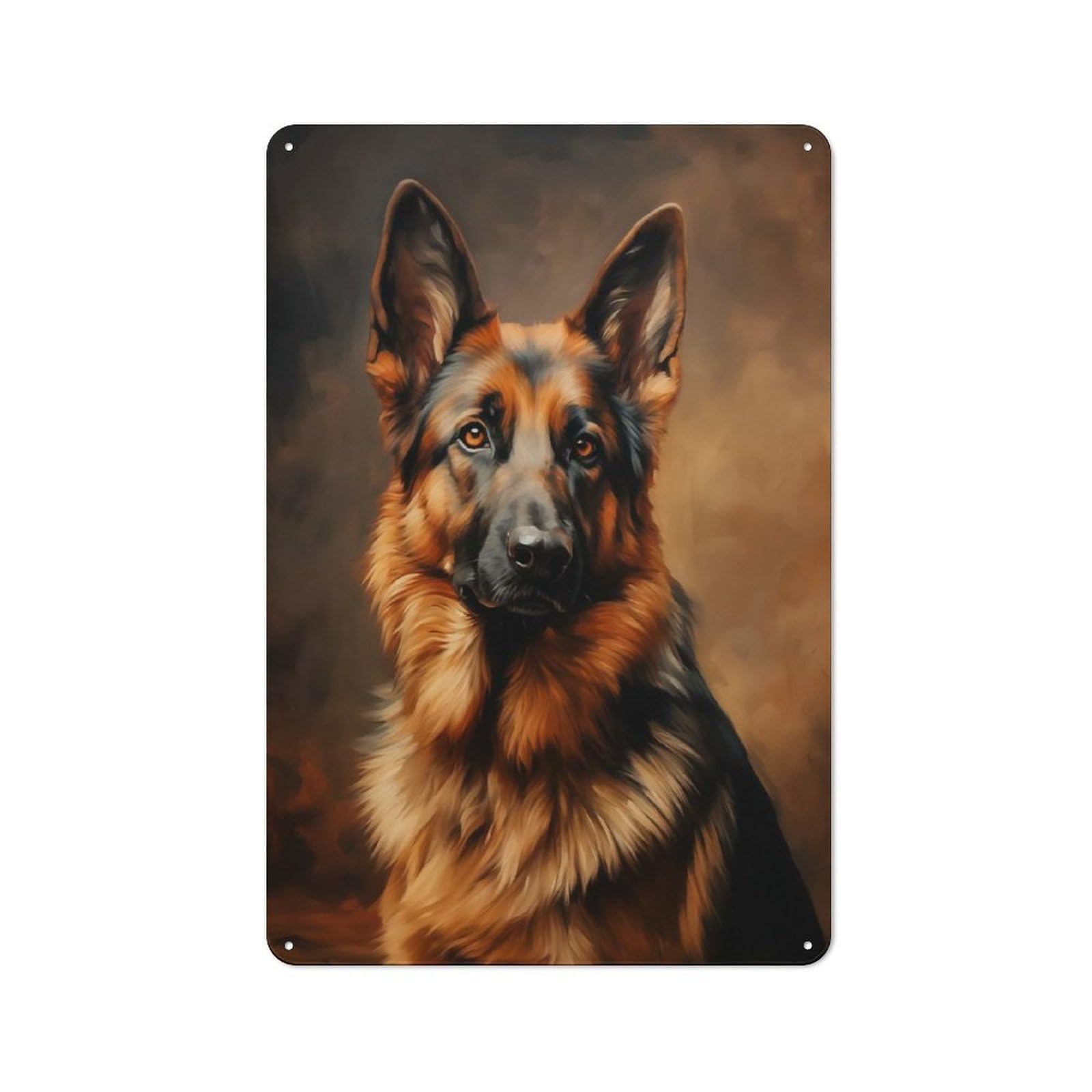 Smart Office Metal Sign 30x20cm Featuring German Shepherd Portrait, Study Room Decor for Workspace, Cafe, Shop Or Desk Area