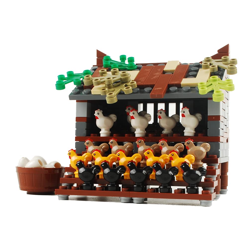 NW Farm Building Blocks Park Sencery Accessories Plant Set Building Bricks Kit DIY Building Set Compatible All Major Brands (Chicken coop#1)
