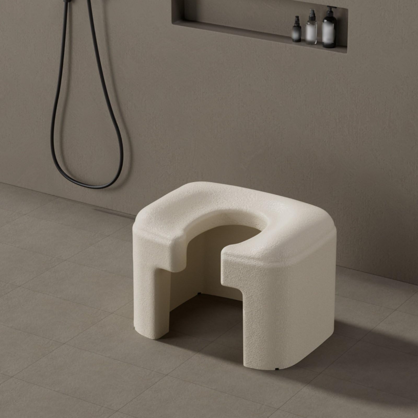 Milageto Asiento de Baño Taburete Inodoro Banco Lavabo Banqueta Ergonómica de Polipropileno Ligero Soporte Equilibrado y Fácil de Mover Adecuado para Adultos Mayores y en Casa