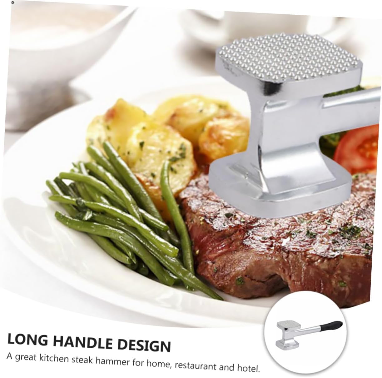 Uonlytech Aluminum Alloy Double-sided Meat Hammer for Kitchen Use Efficient Tenderizer Tool with Non-slip Design Easy to Clean and Store for Beef Chicken Pork and Barbecue