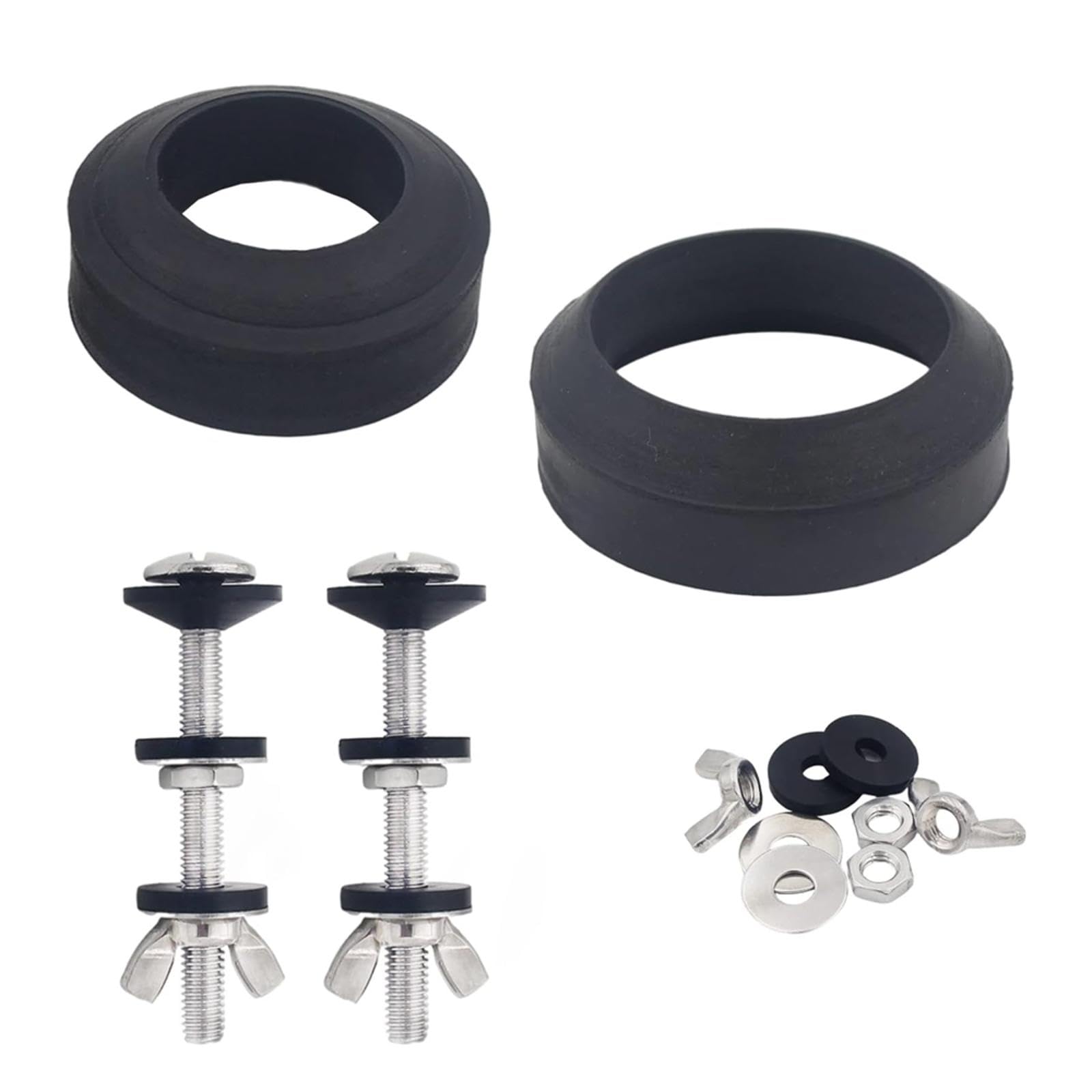 Universal Toilet Tank to Bowl Gasket Kit, 2 Kind Gasket and 2 Sets Bolt Kit Fits 2 Inch and 3 Inch Toilet Flush Valve Tank Coupling Kit