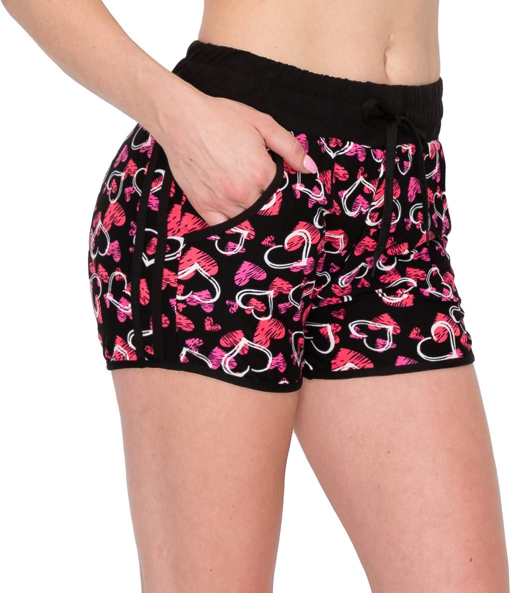 ALWAYS Women's Lounge Yoga Shorts - Premium Soft Casual Workout Stretch Striped Pajama Short Pants