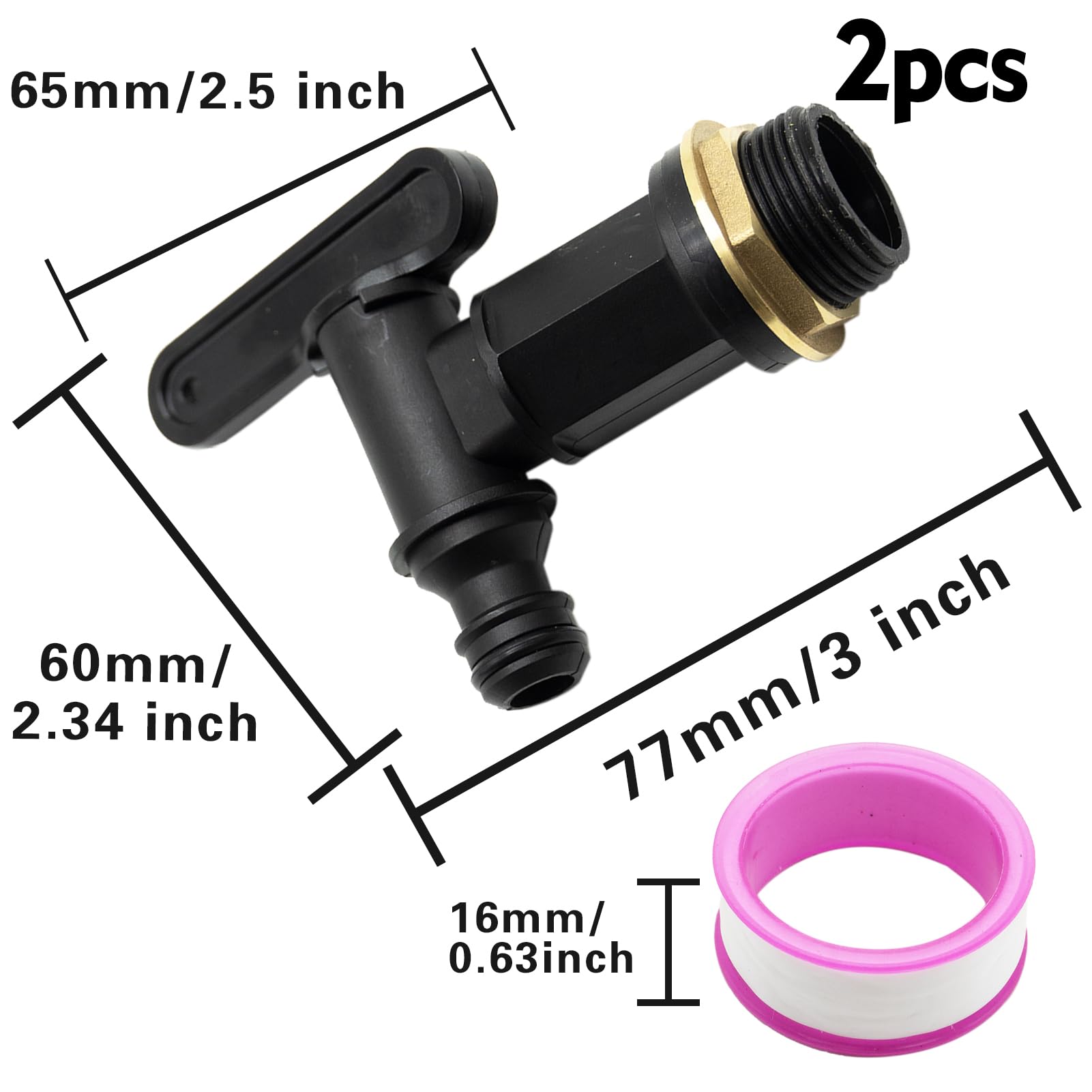 2 Rubinetti Per Botte Di Pioggia Con Filetto Da 3/4" (19mm) | Rubinetto Per Raccolta Acqua Piovana Con Chiusura In Ottone, Per Serbatoi E Giardino - 6