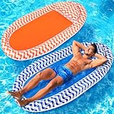 Pool Floaties for Adults, 2 Pack Water Hammock Lounger, Inflatable Pool Floats for Beach, Lake, Ocean, Essential Summer Travel Heavy Duty Swimming Pool Floating Mesh Chair for Adults Up to 250 Lbs