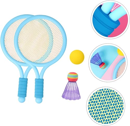 Miniatura 8 de Milisten 1 juego de raqueta de tenis de plástico para niños raqueta de tenis con pelotas de lanzamiento y captura de juegos de pádel