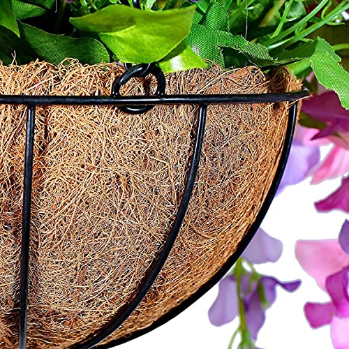 Mixiflor Artificial Flowers Hanging Basket, Fake Hanging Plant Silk Wisteria Hanging Flower, Faux Flower Arrangement For Outdoor Indoor Garden Yard Pouch Patio Indoor Home Decoration #TOP3