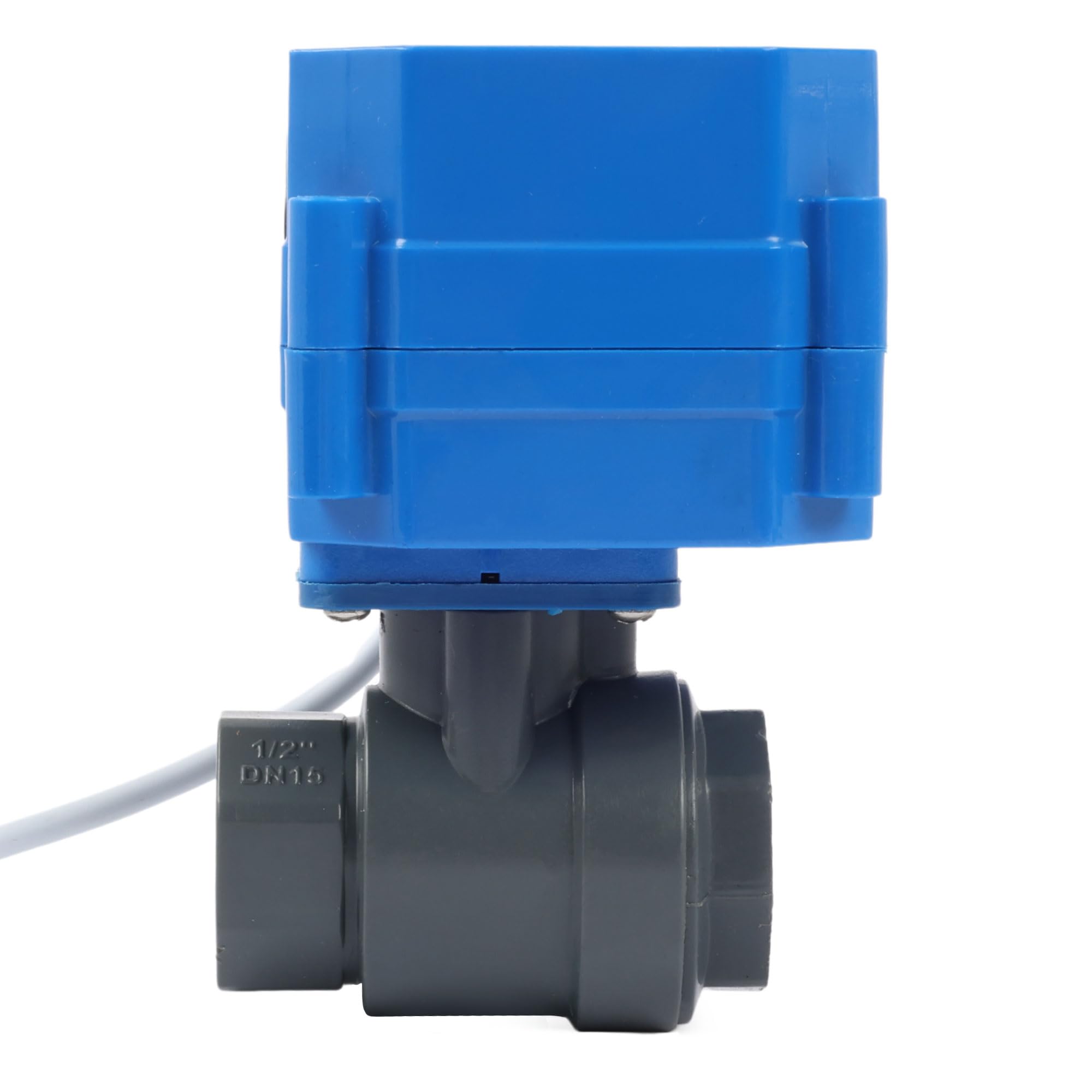 U.S. Solid Valvola a sfera motorizzata in UPVC 1/2" – Plastica, porta standard, ritorno automatico 2 fili, 9–24 V AC/DC, normalmente chiusa