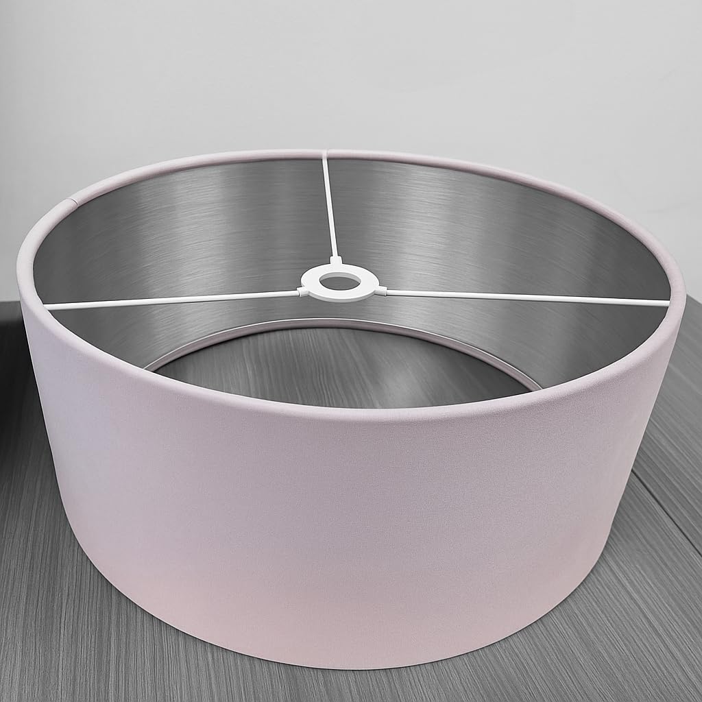 Plush Velvet Lampshade for Ceiling Shade, Table, Floor Lampshade with Brushed Silver Lining Handmade in the UK (Pink,Diameter 50 x 24cm Height — image 1