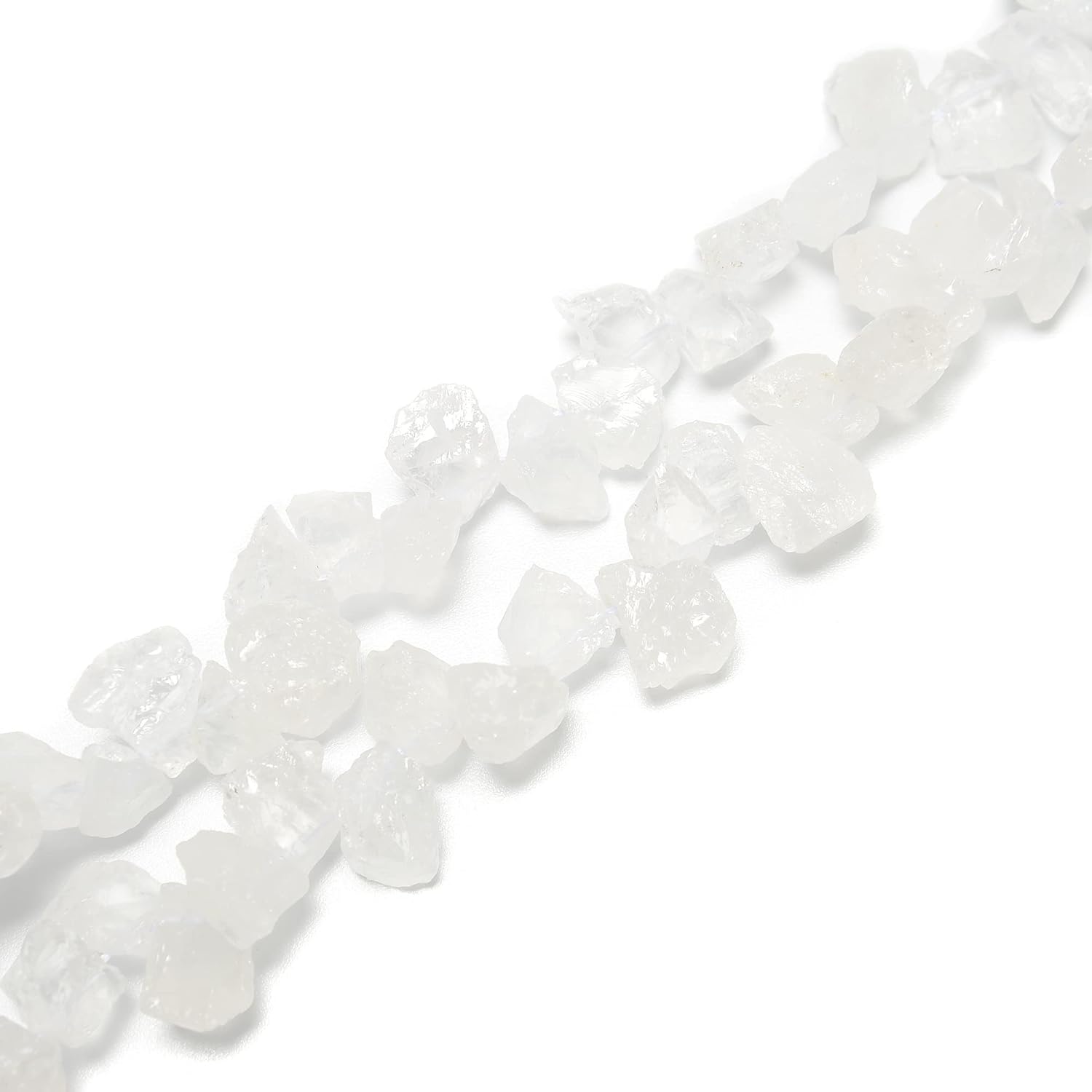 JM Design Clear Quartz Rough Nugget Chunks Top Drill Beads 8-12mm x 12-15mm 15.5'' Strand for Jewelry Making
