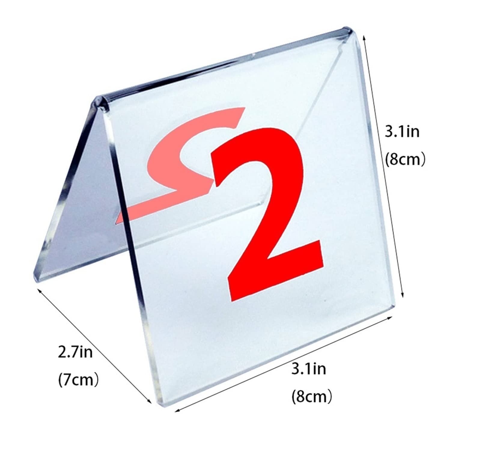 Numery stołów w stylu namiotu akrylowego Czerwone cyfry 1-50 3,1x2,7x3,1 cala 8x7x8 cm(1-20)