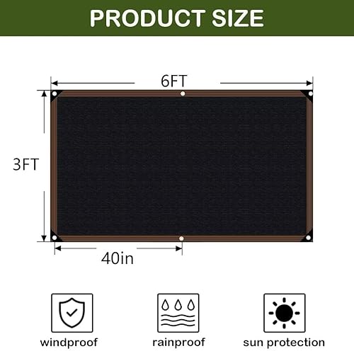 Miniatura 6 de TOTOZAKUL Paño de sombra  Malla de jardín negra de 14 x 16 pies, con ojales, cubierta solar para exteriores, pérgola, patio, plantas, invernadero,