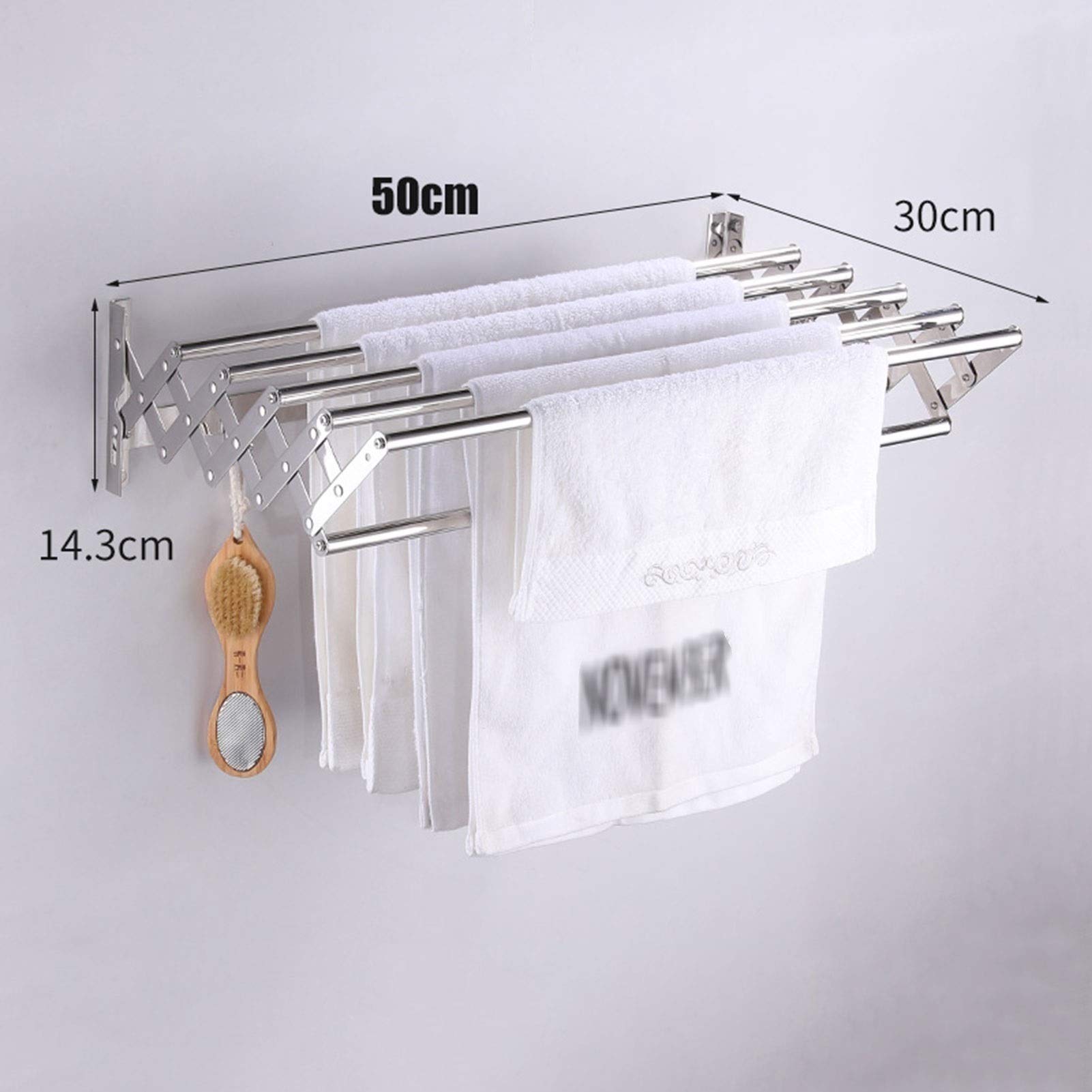 Stendibiancheria Telescopico Da Parete In Acciaio Inox 304 - Filo Ritrattile Per Balcone E Bagno, Design Moderno, Bronzo - 4