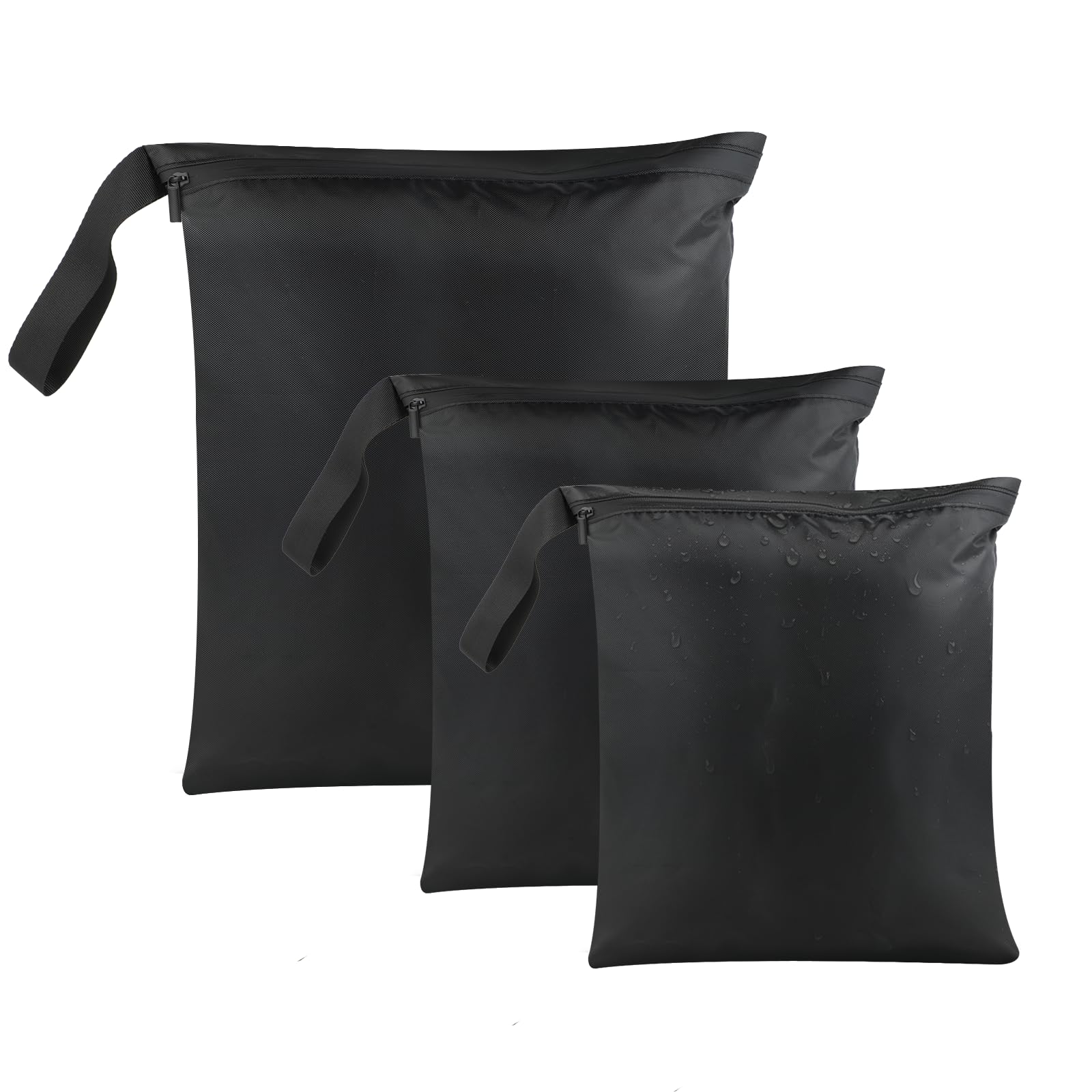 3 Stück Nasstasche, Wet Bag mit Reißverschluss, Nassbeutel Schwimmen für Badeanzüge, Strandtuch, Sportkleidung, 50x40cm, 36x30cm, 30x22.5cm