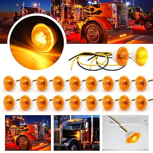 Filn 20Pcs 19Mm (3/4") 12V Round Led Side Marker Light Clearance Turn Signal Indicator Light Bullet Grommet Lights Waterproof For Trailer Truck Car (Yellow-20Pcs) #TOP20
