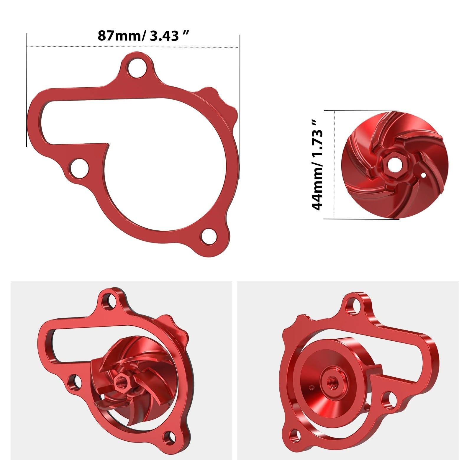 Water Pump Repair Kit Pasuje do Honda 2021-2025 CRF450R CRF450RX CRF450RWE CRF 450R 450RX 450RWE wirnik pompy wodnej chłodnica zestaw dystansowy(Red)