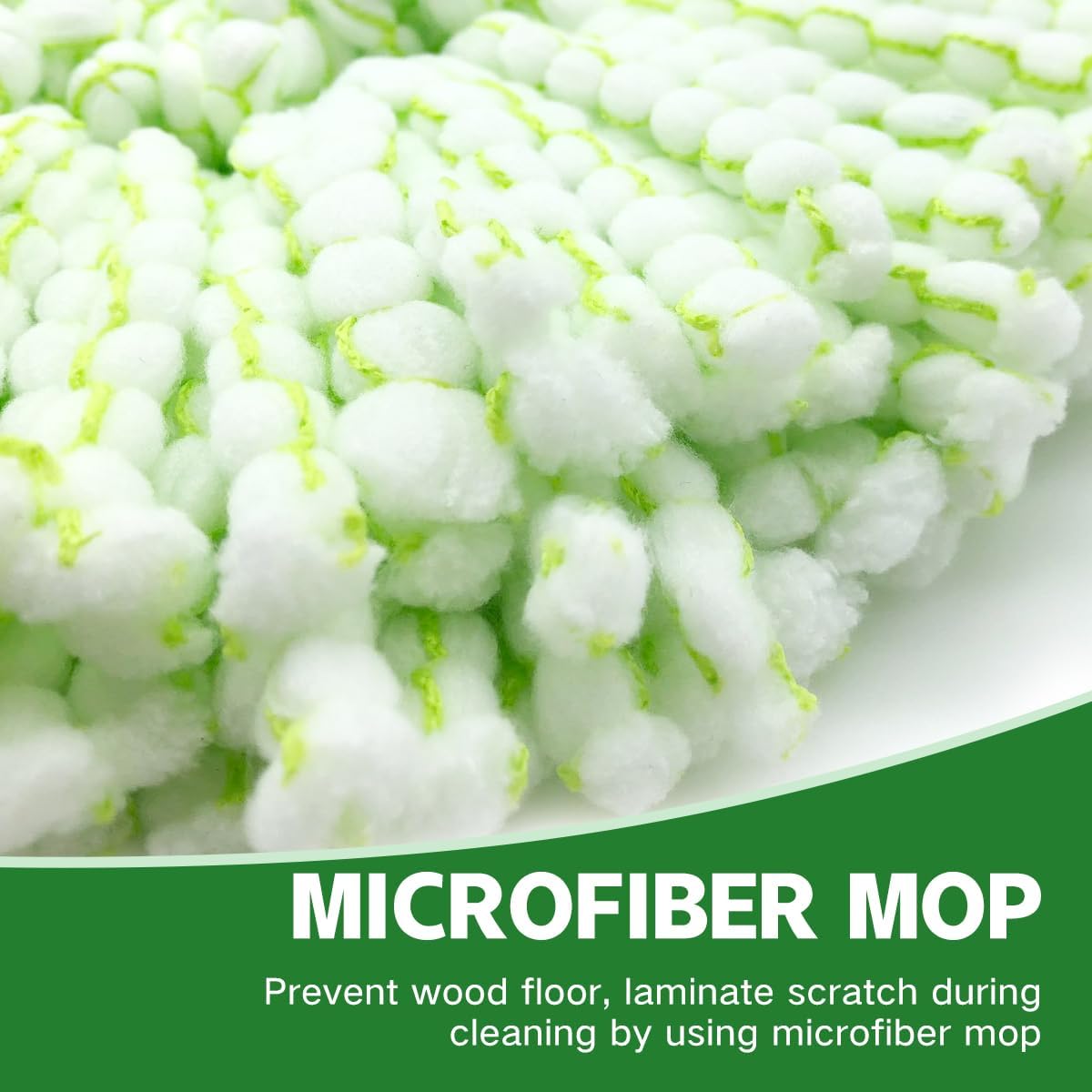 3 Pack Mop Head Replacement for Libman Tornado Spin Mop, Microfiber Spin Mop Replacement Head, Easy to Replace, Machine Washable, Green & White