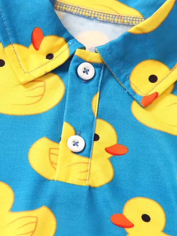 Image of Kids Easter Pattern Multi-Colored Printed Short Sleeve Button-Up Polo Shirt for Boy