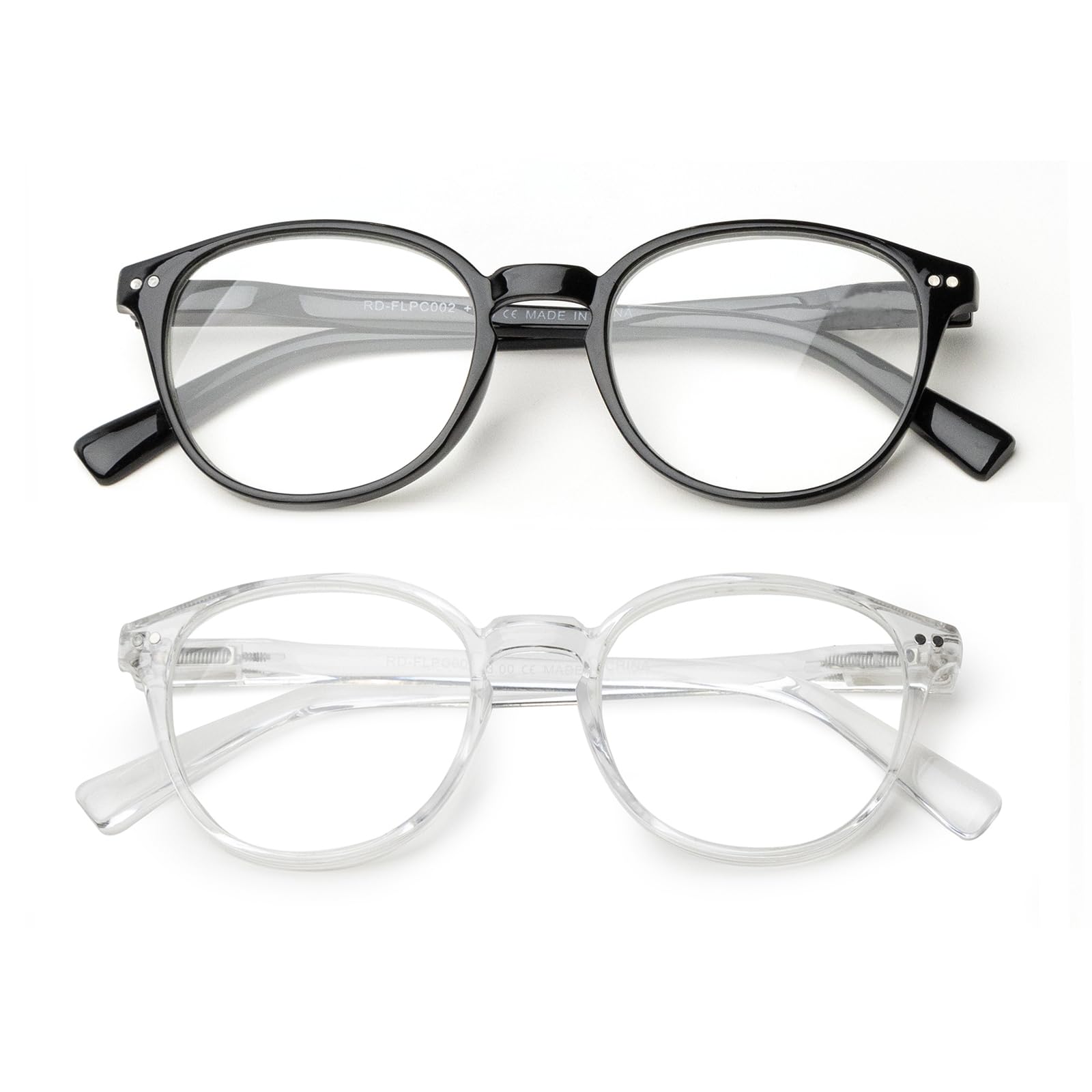 OKH Blue Light Bloqueo Gafas de Lectura para Hombre Mujer Eyewear Redondeadas Anti Resplandor/Fusión Ocular Reducir los Dolores de Cabeza con Bisagras