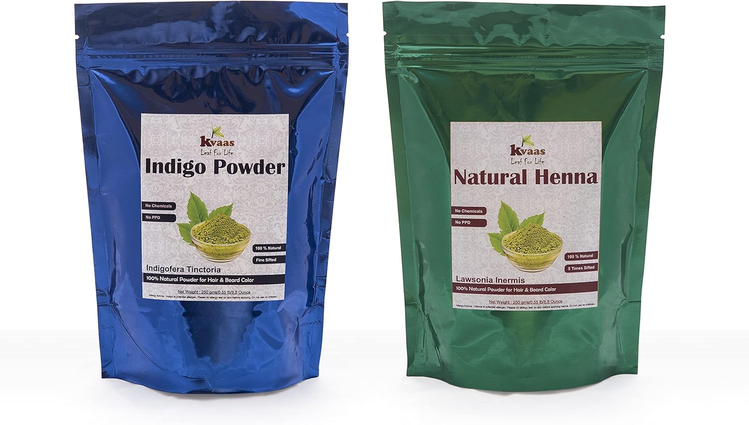 Kvaas Henna & Indigo Powder Combo for Natural Hair Color | 227g Each | 100% Pure & Chemical-Free | Lawsonia Inermis + Indigofera Tinctoria | Herbal Hair Dye Alternative-picture-19