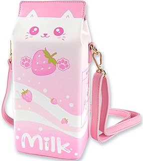Strawberry Milk Cat Purse | Pink Pastel Kawaii Anime Ears Paws Crossbody...