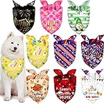 Weewooday 9 Pcs Holiday Dog Bandanas Easter Day Bandanas Patriotic Birthday Scarf Adjustable Large Pet Washable Scarves for Large Dog Costume Supply(Fresh Pattern)