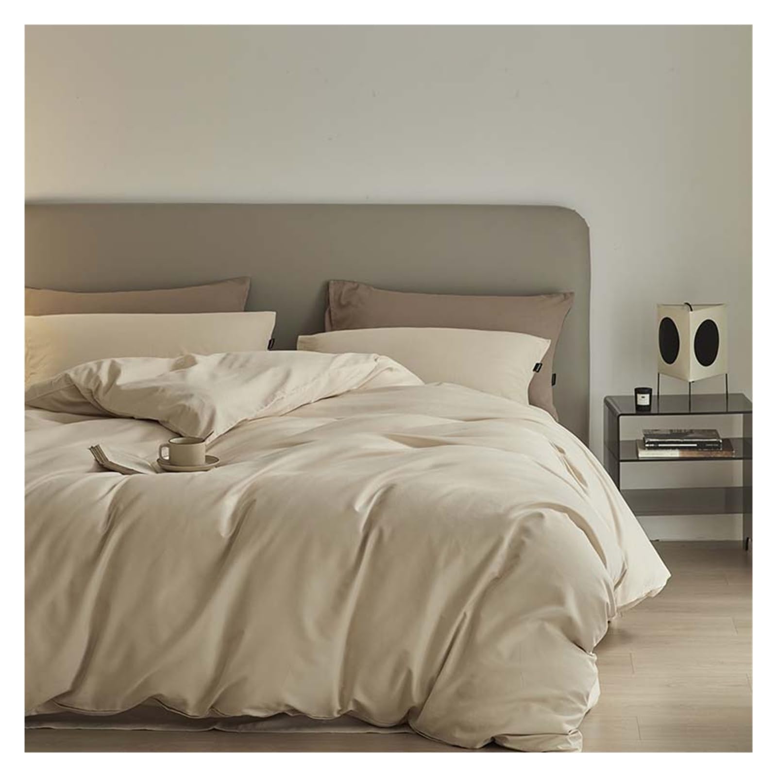 Housse de couette respirante 100% coton lavé anti-transpiration pour lit 2 personnes