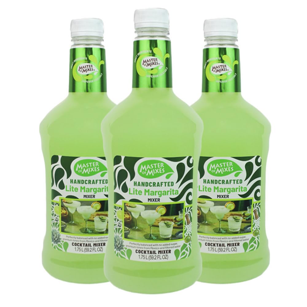 Master of Mixes Margarita Lite Drink Mix, Ready To Use, 1.75 Liter Bottle (59.2 Fl Oz), Pack of 3