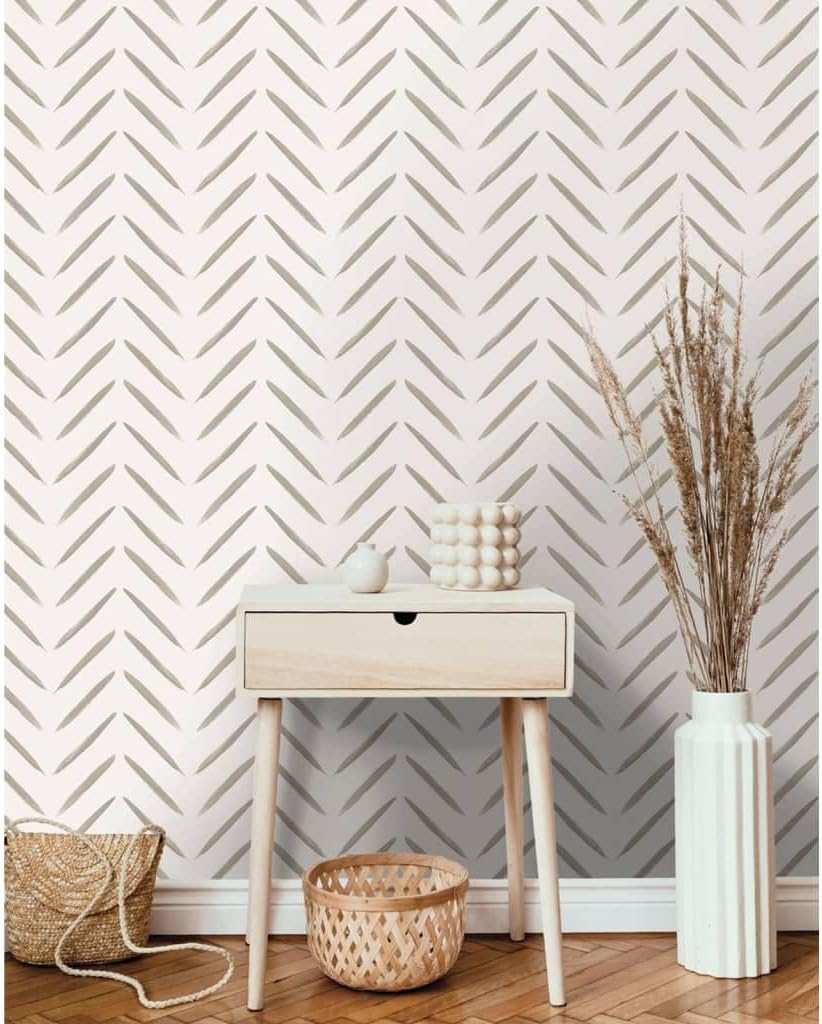 Chevron Brush Marks Wallpaper Taupe Holden 13041
