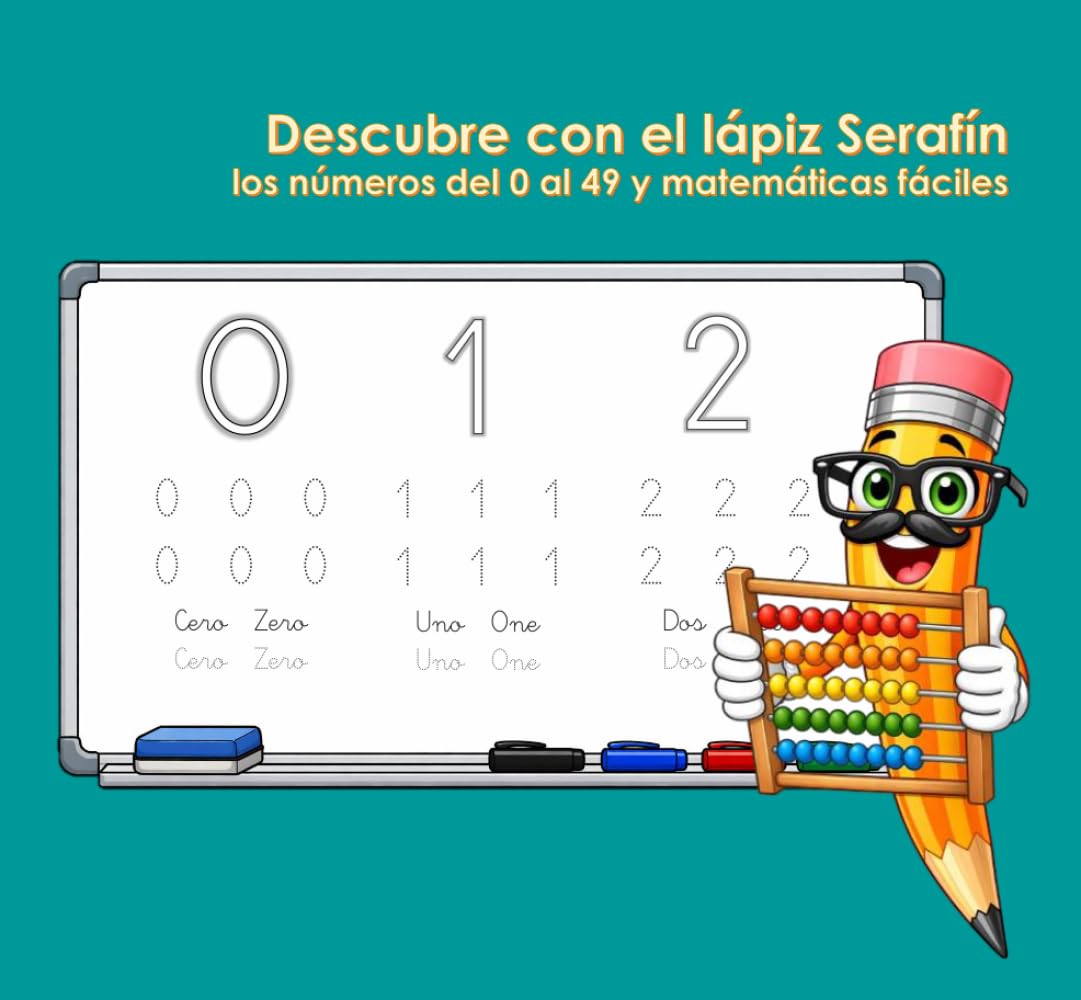 Descubre con el lápiz Serafín: los números del 0 al 49 y matemáticas fáciles