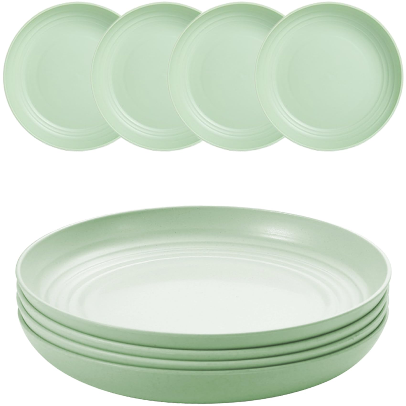 MaoMaoCha Plastic Plates Reusable Set of 4, 20 cm Unbreakable Dinner Plates