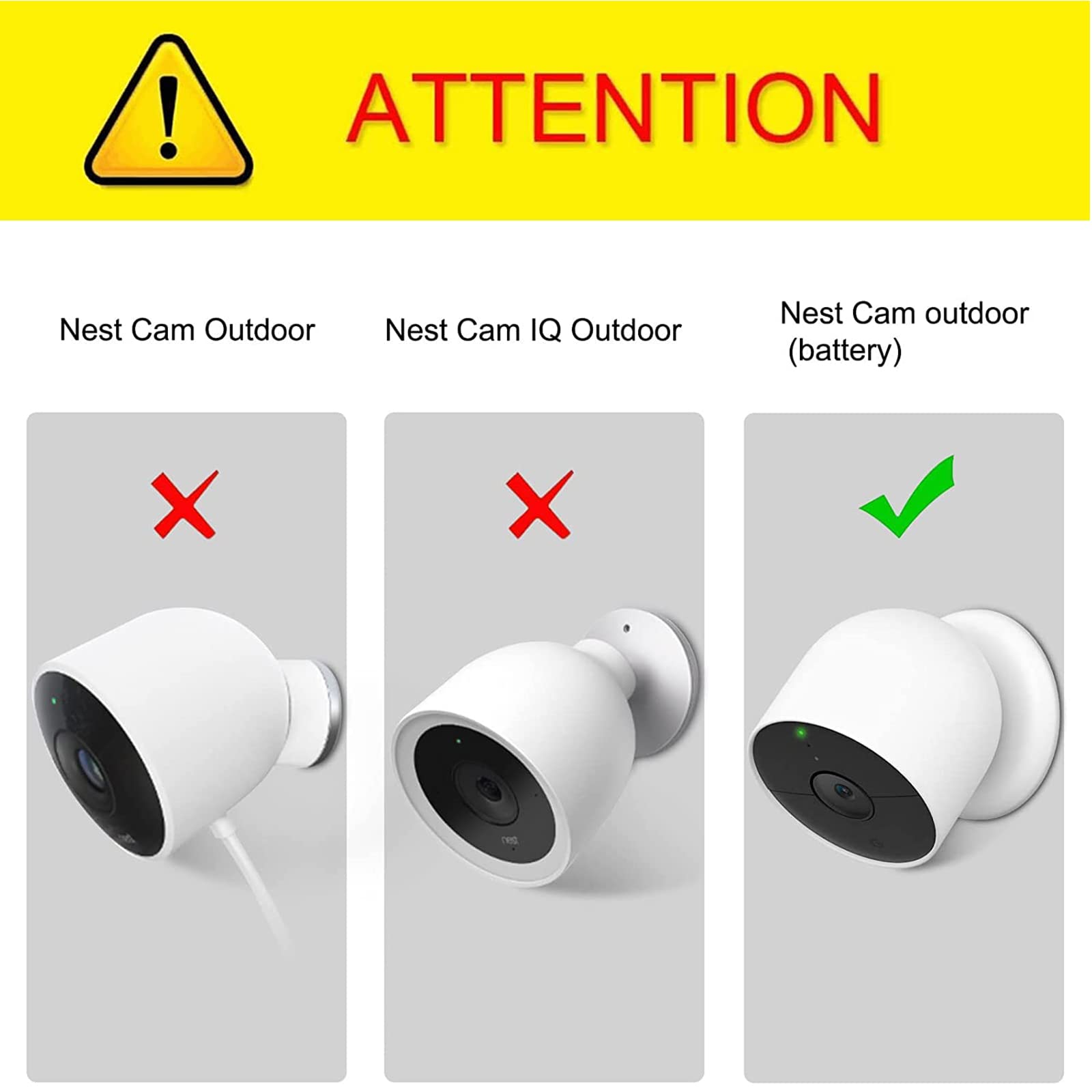 Anti Drop Anti Theft Anti Damaged Security Chain Strap Rope Compatible with Google Nest Cam Outdoor(Battery), 2-Pack
