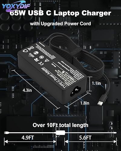 Miniatura 3 de Cargador universal de 65 W USB C para laptop compatible con Lenovo Dell HP Asus Acer Samsung LG Gram -Thinkpad T14 T15 T16 E14 E15 Gen 1 2 3 4 X1