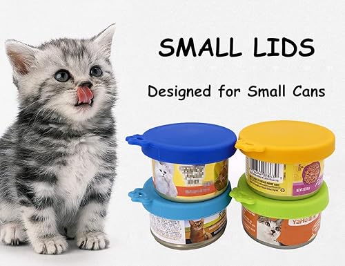 Miniatura 5 de Comtim Paquete de 4 tapas para latas de comida para gatos, tapas de silicona para latas de comida para mascotas pequeñas de 3 onzas