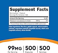 Vista 2 de Nutricost Citrato de potasio 99 mg, 500 cápsulas (2 botellas)