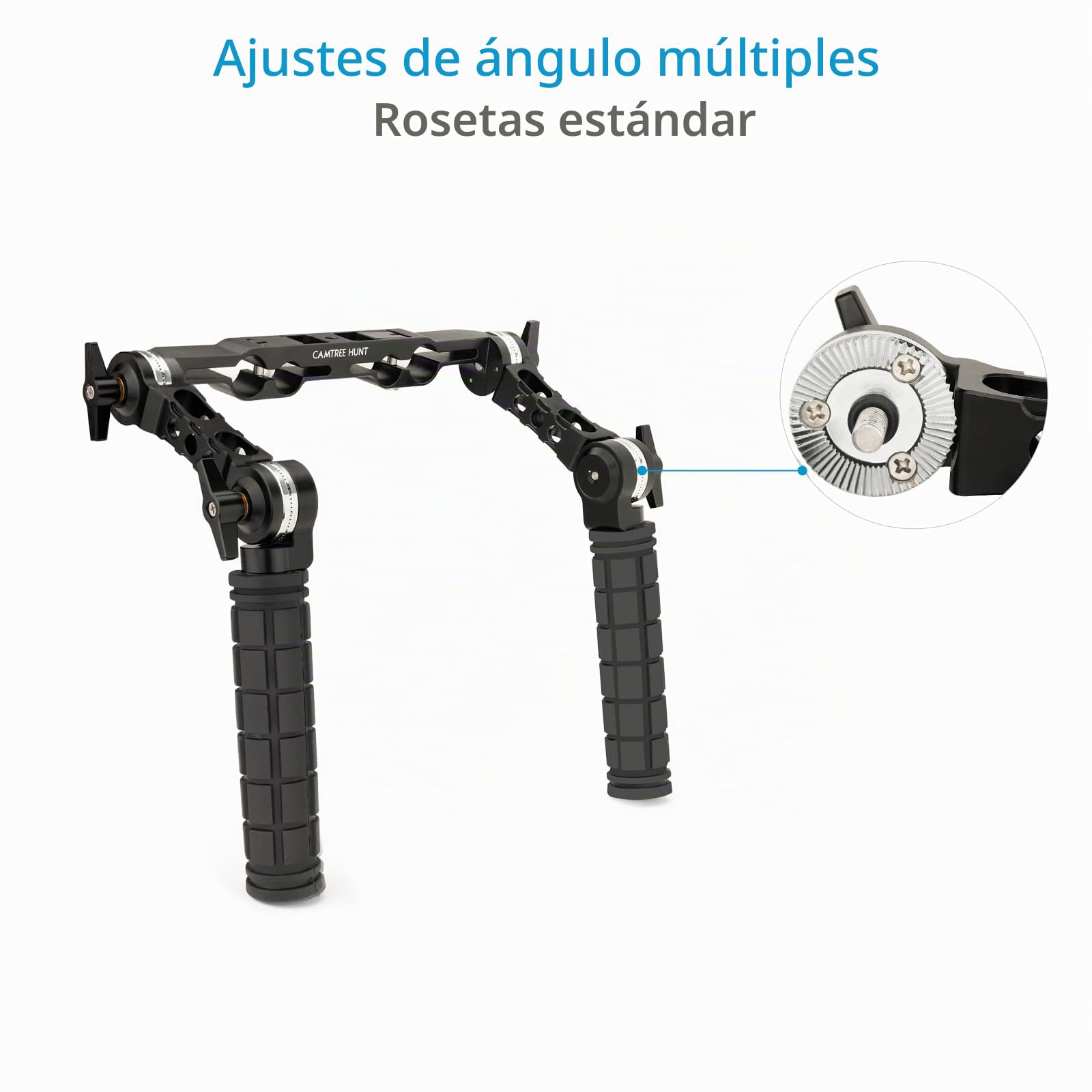 CAMTREE Hunt Set de manijas Roseta 15 mm/19 mm para rigs de Hombro | Compatible con varillas de 15 mm y 19 mm, con rosetas para ajuste de posición de las manos en rigs de cámara.